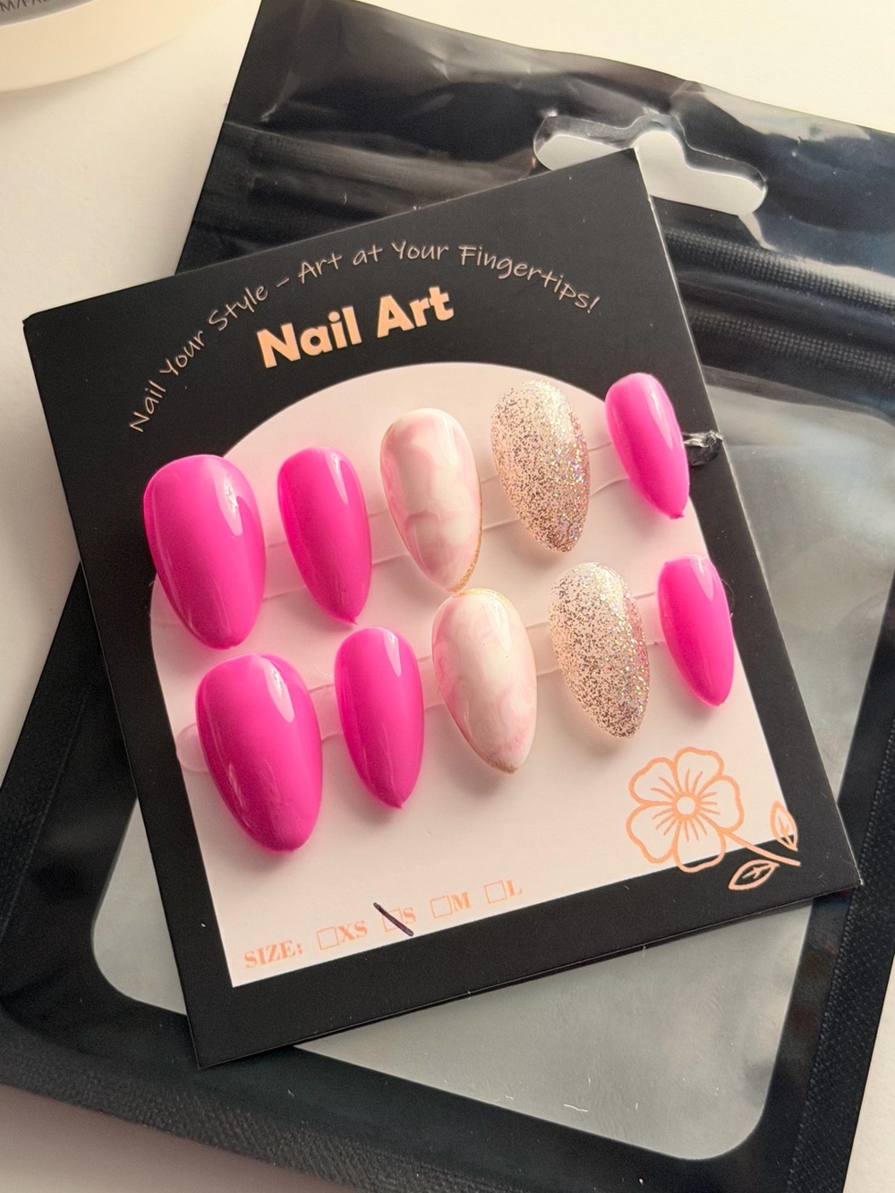 Hot Pink & Glitter Press-On Nail Set